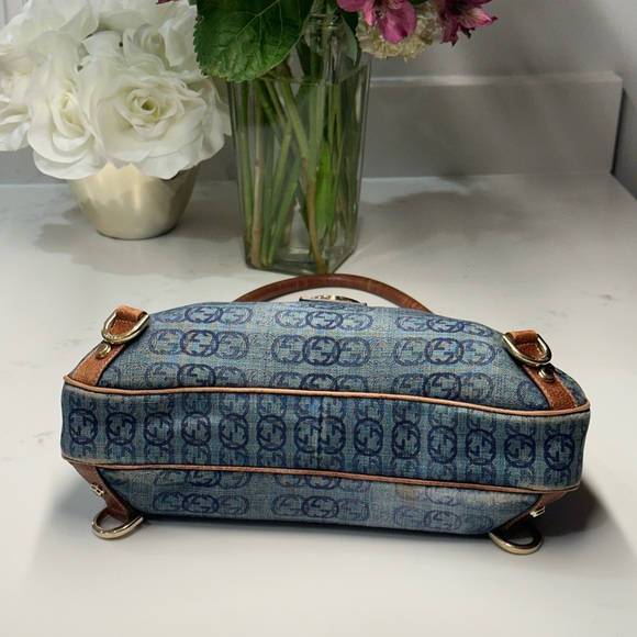Gucci Abbey Blue and Brown Denim Shoulder Bag + Dust bag + COA - Picture 6 of 16